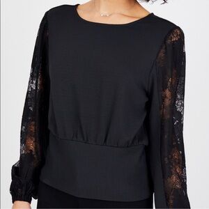 Black Top- Lace Sleeve